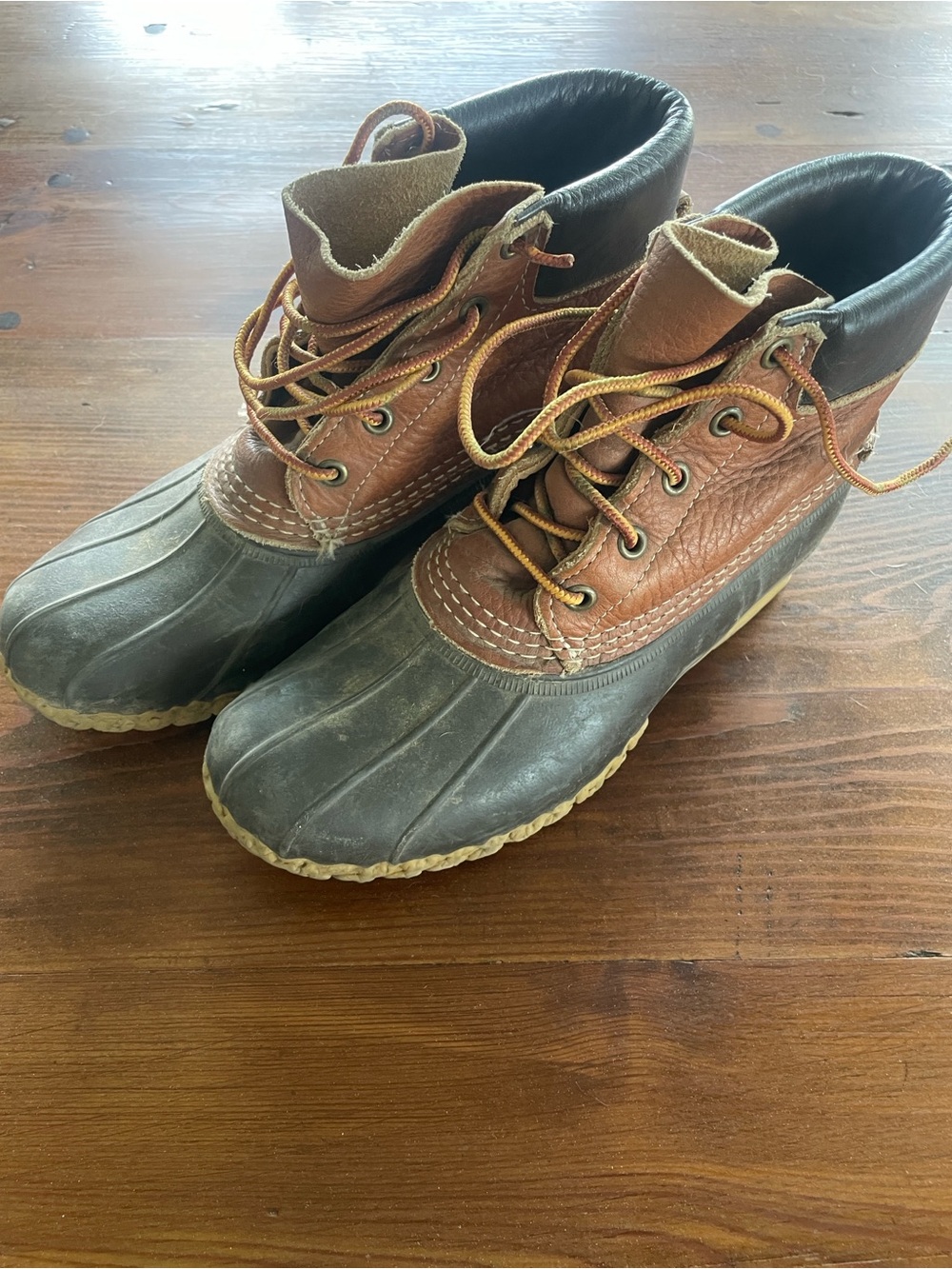 Classic Brown Leather & Olive Duck Boots